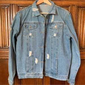Distressed jean jacket